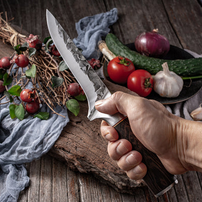 Cuchillo de Acero Inoxidable Martillado para Carne y Barbacoa Estilo Yangjiang - Image 6