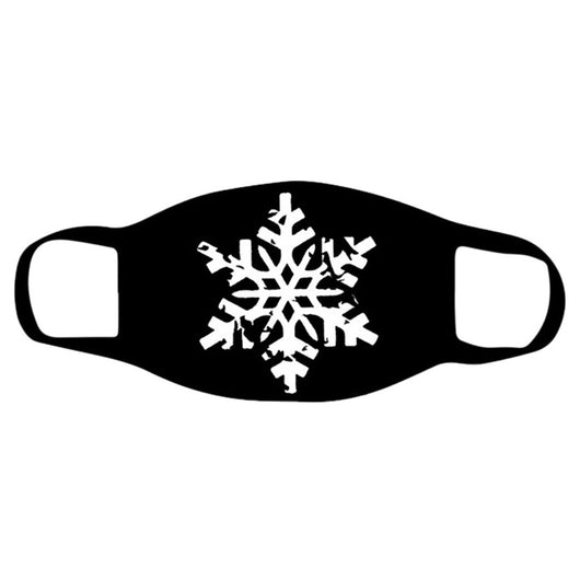 Black face mask with a cartoon print of Santa Claus ice skating with snowmen and Christmas trees. - Image 12