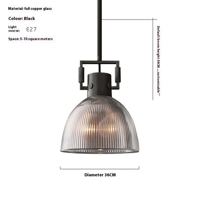 Lámpara Colgante Retro Americana con Vidrio Rayado y Detalles en Cobre - Image 11