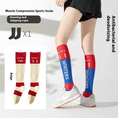 Medias de Compresión Deportiva Infantil con Diseño Patchwork de Contraste - Image 8