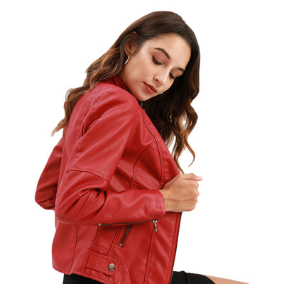 Chaqueta de Cuero para Mujer con Cierre de Cremallera - Diseño Clásico Elegante - Image 4