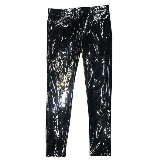 Pantalones de Cuero PU Ajustados con Espejo Brillante Negro G-Dragon - Image 10