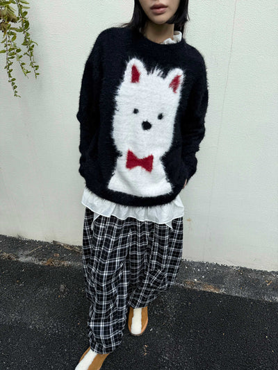 Suéter para Perro Negro con Moño Rojo y Detalles en Pelaje - Image 5