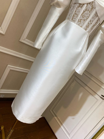 Vestido Elegante con Hombros Descubiertos y Mangas Abullonadas - Image 7