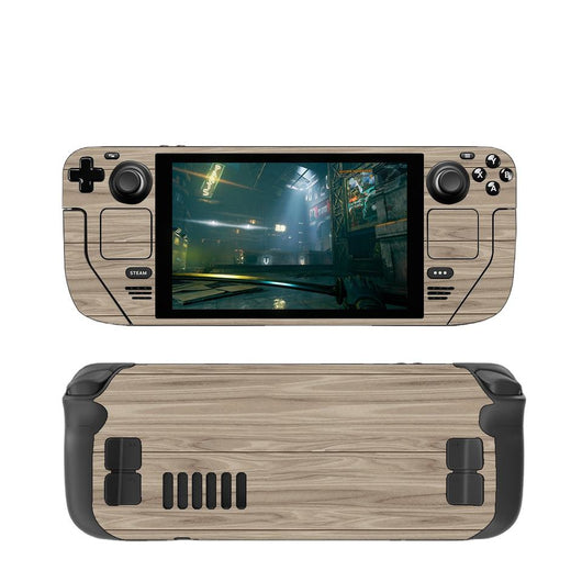 White marble pattern anti-scratch protective skin applied to the front and back of a Steam Deck gaming console. - Image 10