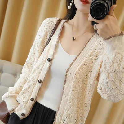 Cardigan Calado Tejido para Mujer Manga Larga - Image 4