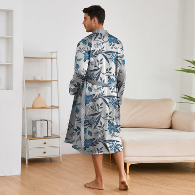 Bata Estampada para Hombre con Mangas Largas y Pantalón Corto - Image 4