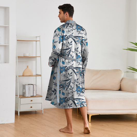 Bata Estampada para Hombre con Mangas Largas y Pantalón Corto - Image 4