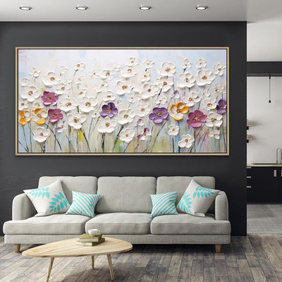 Cuadro Abstracto Flores Blancas - Pintura al Óleo Sobre Lienzo Hecho a Mano - Image 10