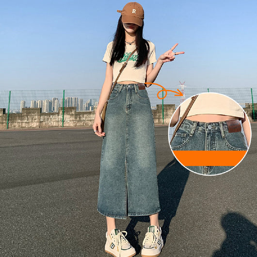 Falda Denim Cintura Alta con Abertura - Image 18