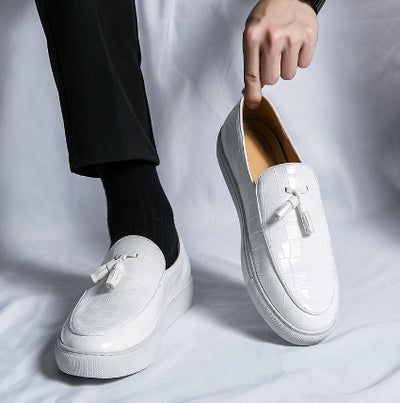 Zapatos de Cuero Estilo Coreano Casual Elegante con Borlas - Talla Grande Hombre - Image 9