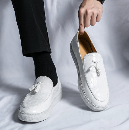 Zapatos de Cuero Estilo Coreano Casual Elegante con Borlas - Talla Grande Hombre - Image 9