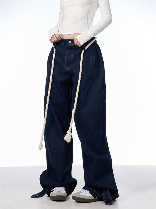 Jeans Negros Lavados Rectos Ancho con Costuras Blancas - Image 19