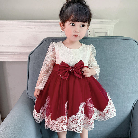 Vestido de Encaje Manga Larga para Niña de 1 Año - Ideal para Celebraciones - Image 24