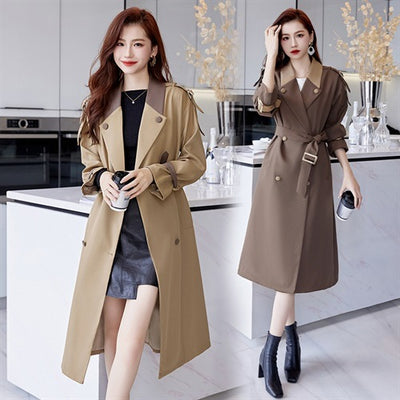 Abrigo Trinchera Mujer Largo Casual Elegante