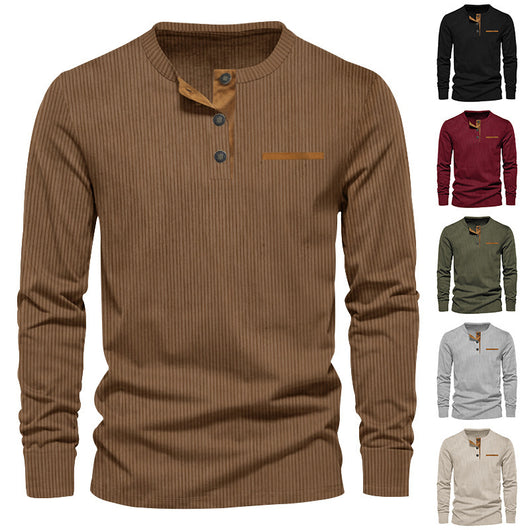 Henley de Pana para Hombre - Ajuste Slim, Manga Larga, Diseño Minimalista - Image 26