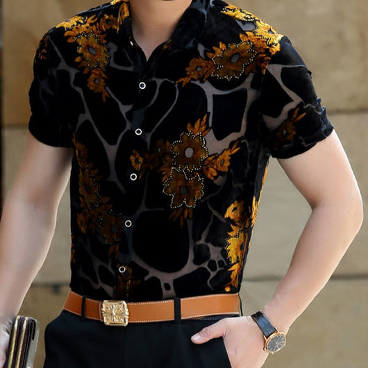 Camisa Hueca para Hombre con Bordado Flocking - Image 9