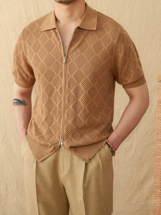 Cardigan Casual de Algodón con Cierre y Cuello Solapa Hueco - Image 3
