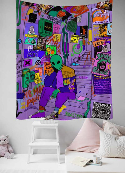 Tapiz Decorativo con Estampado Alien - Tela de Fondo para Pared - Image 28