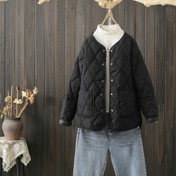 Abrigo de Invierno Acolchado con Rombos y Bolsillos para Mujer - Image 9