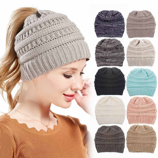 Gorro de Lana Tejida en Colores Sólidos para Mujer - Image 16