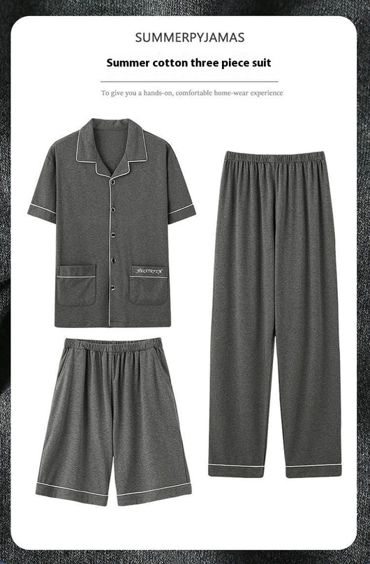 Pijama de Tres Piezas Manga Corta para Hombre - Image 19
