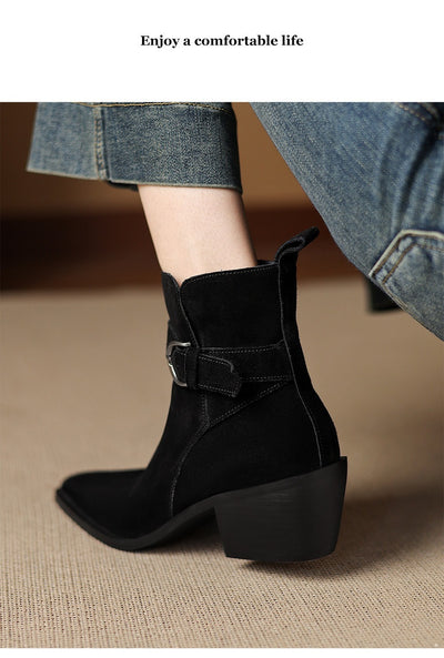 Botas de Ante con Tacón Grueso y Forro Polar para Otoño-Invierno - Image 12
