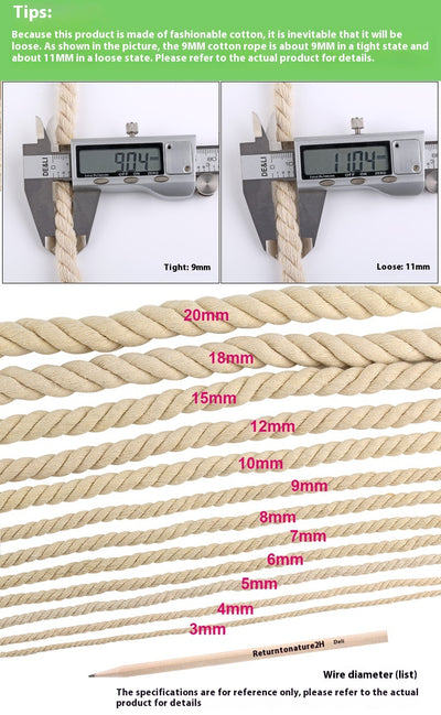 Coiled beige three-strand coarse cotton rope, showcasing its natural texture and thickness on a white background. - Image 7
