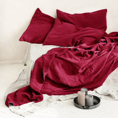 Sábanas de Lino Estilo Nórdico en Colores Sólidos para Cama Individual y Doble - Image 9
