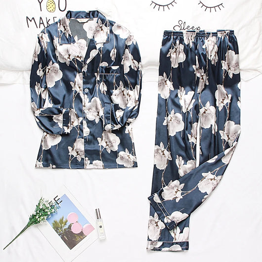 Pijamas de Seda para Parejas - Manga Larga Fresca y Cómoda - Image 61