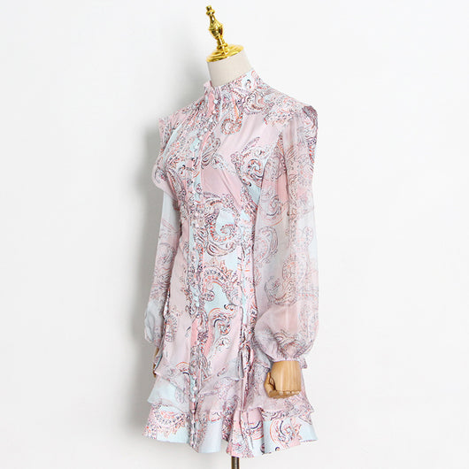 Vestido Ejecutivo Mujer Cuello Alto Ajustado con Detalles en Malla - Image 3