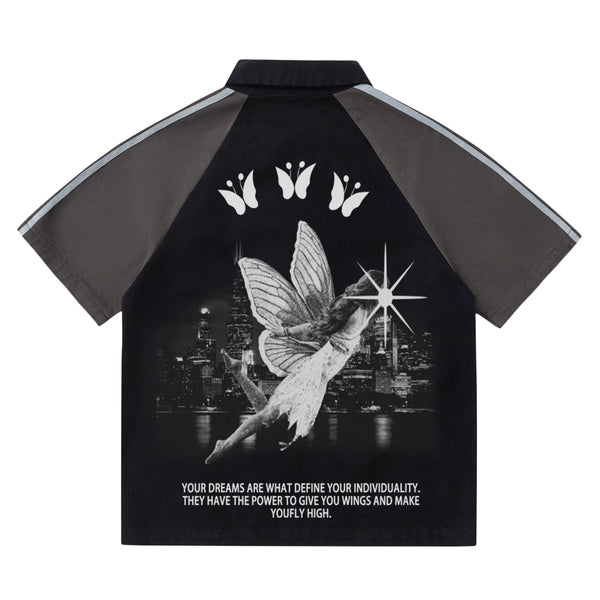 Polo Vintage Oversize Unisex con Estampado de Letras - Estilo Casual Trendy