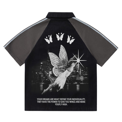 Polo Vintage Oversize Unisex con Estampado de Letras - Estilo Casual Trendy