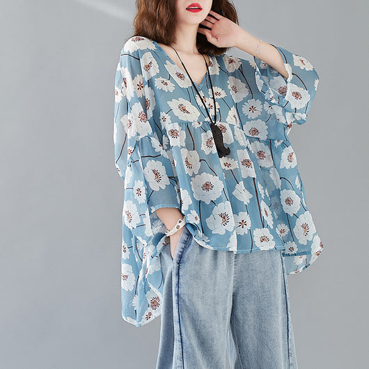 Blusa Suelta de Gasa para Mujer - Camiseta Casual Holgada - Image 5