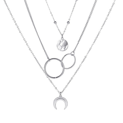 Collar Multicapa de Aleación con Luna y Mapa - Tres Capas - Image 3