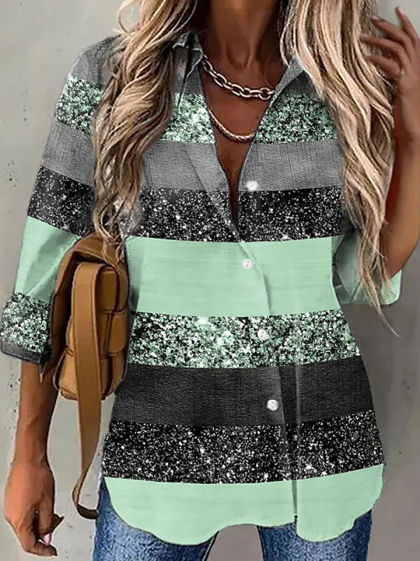 Camisa Estampada de Solapa para Mujer - Image 4