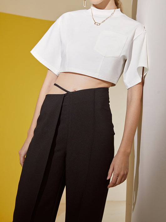 Pantalones de Cintura Alta con Pierna Ancha Irregular - Image 9