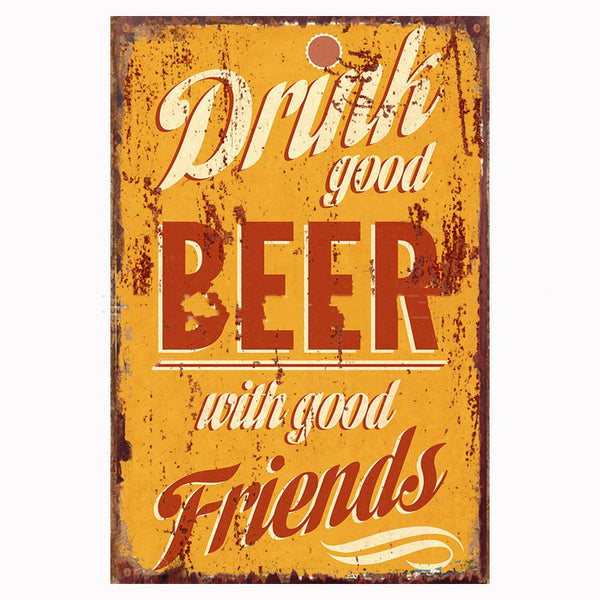 Cartel Vintage Cerveza para Bar - Decoración Retro de Pared