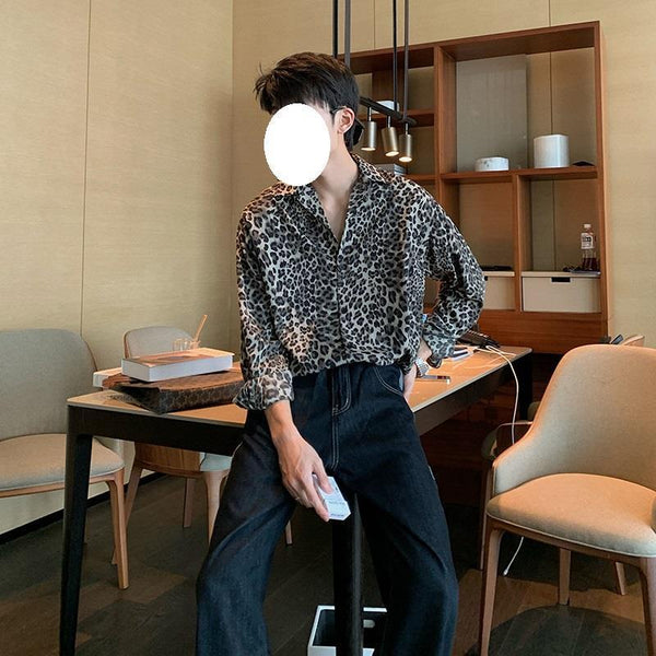 Camisa Estampada con Volantes Manga Larga para Hombre