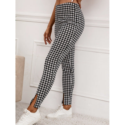 Pantalones Cropped Talle Alto con Patrón Pata de Gallo Ajuste Slim - Image 13