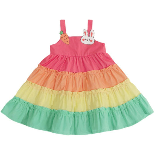 Vestido Infantil Arcoíris con Diseño de Pastel y Tirantes - Image 2