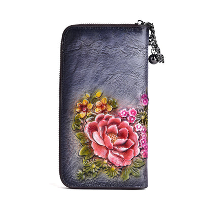 Cartera Larga de Cuero Genuino con Múltiples Compartimentos y Cierre de Cremallera - Image 7