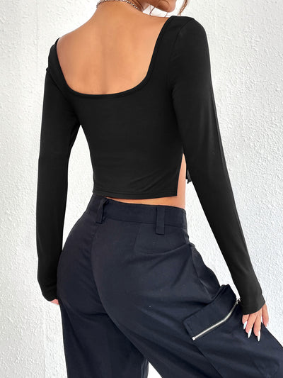 Blusa Larga Entallada con Escote en V y Abertura Lateral - Image 26