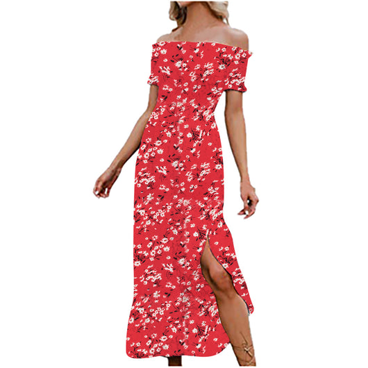 Vestido Casual de Gasa con Estampado Floral y Hombro Descubierto - Image 9
