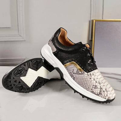 Tenis Estilo Británico Cabeza Redonda con Textura Piel de Serpiente Transpirable - Image 4