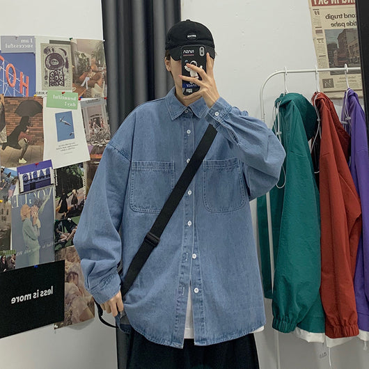 Camisa Vaquera Azul Clásica Corte Relajado para Hombre - Image 3