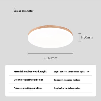 Lámpara de Techo LED Redonda Minimalista Nórdica en Madera Maciza - Image 5