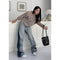 Calça Jeans Tie-dye Retrô com Design Colorblock na Frente e Atrás
