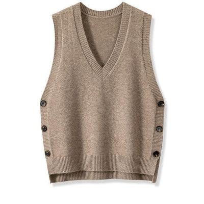 Chaleco Tejido Retro V-Cuello para Mujer - Estilo Europeo Primavera Otoño - Image 10