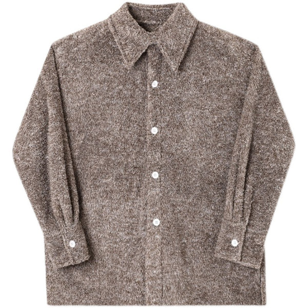 Chaqueta Camisa de Chenilla Suave con Solapa Holgada para Hombre - Image 5